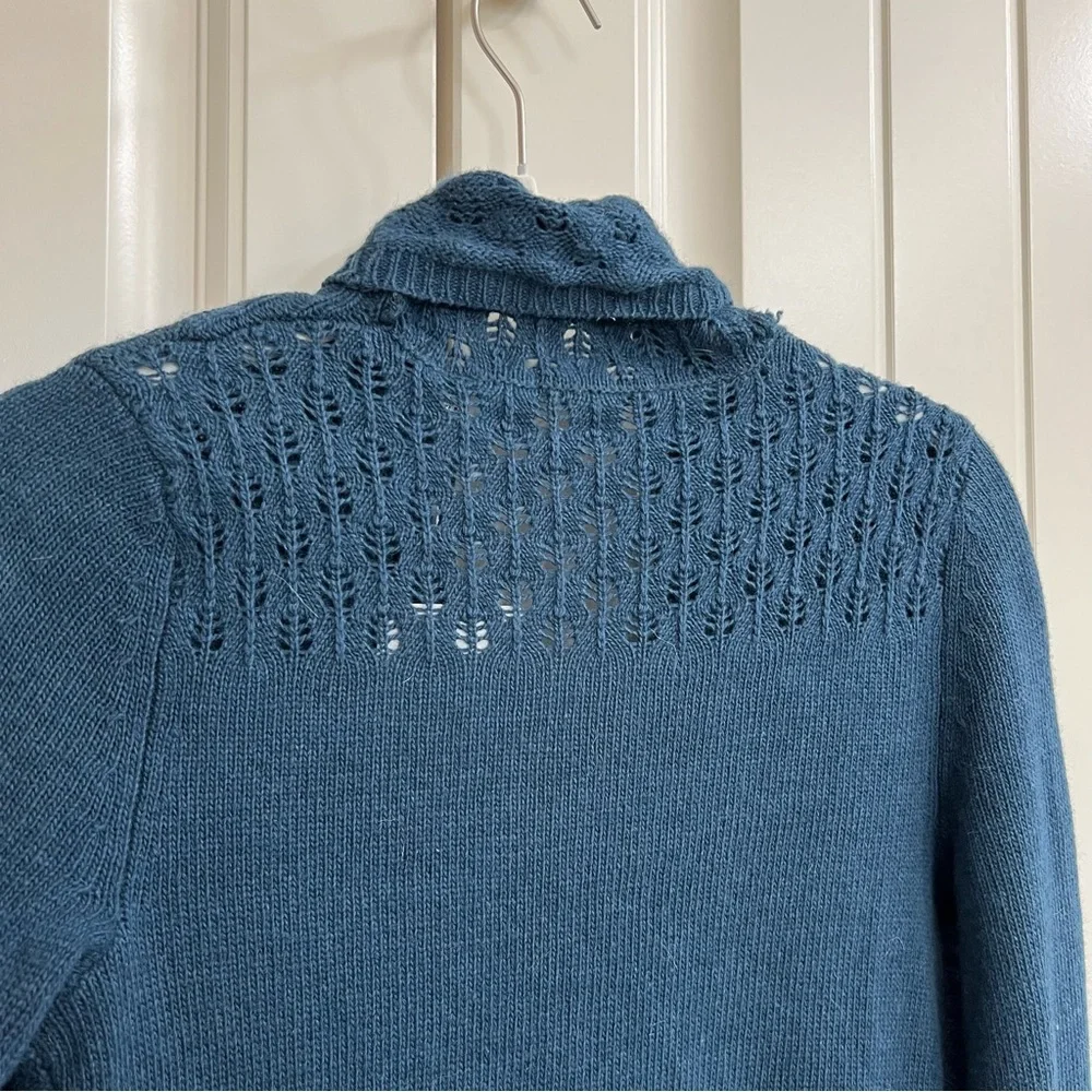 Anthropologie Scalloped Flutter Cardigan in Teal, Size XS - Picture 6 of 6
